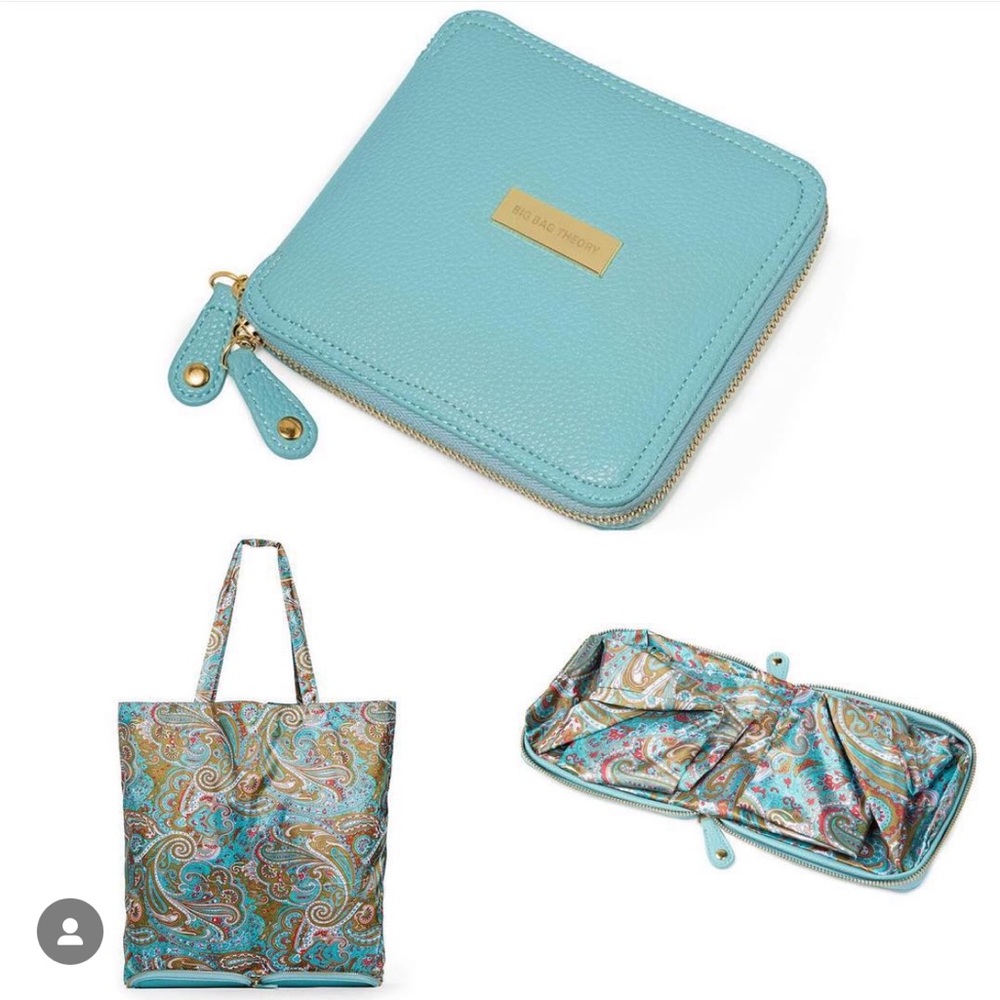 Baby Blue Blue Paisley Folding Tote Big Bag Theory